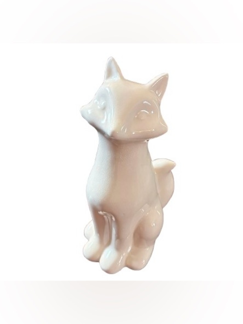White Ceramic 10” Sitting Fox Figurine